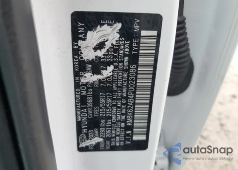 2023 Hyundai Kona Sel z USA, uszkodzony, nr VIN KM8K62AB4PU023086